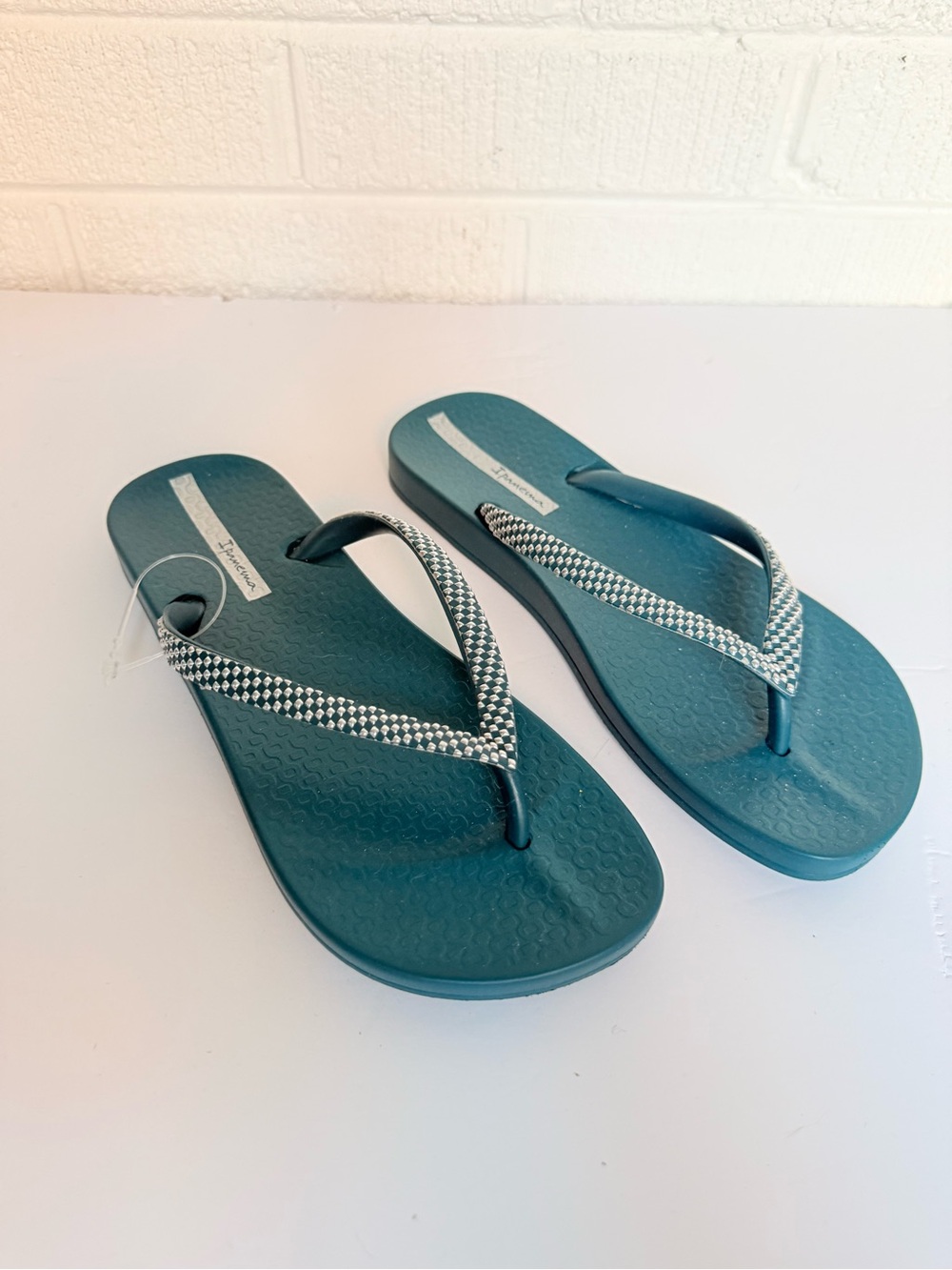 Havaianas Teal Flip Flops with Silver-Studded Straps